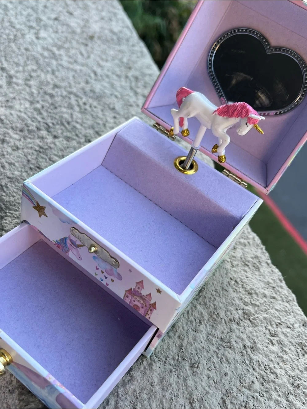 Jewelkeeper- Girls Unicorn One Drawer Jewelry Box Pink